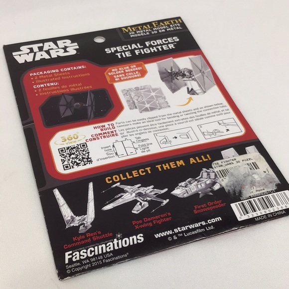 Star Wars Metal Earth Special Forces Tie Fighter Disney Force Awakens model 3D - Picture 2 of 3
